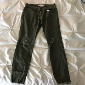 olive green skinny jeans